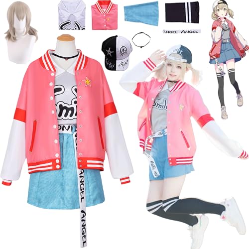 Daotutu Kohane Azusawa Project Sekai Colourful Stage Cosplay Perücke Kostüm Outfit für Frauen Mädchen Anime Charakter Schwarz Jacke Uniform Komplettes Set Halloween Karneval Party Dress Up Anzug (XS) von Daotutu