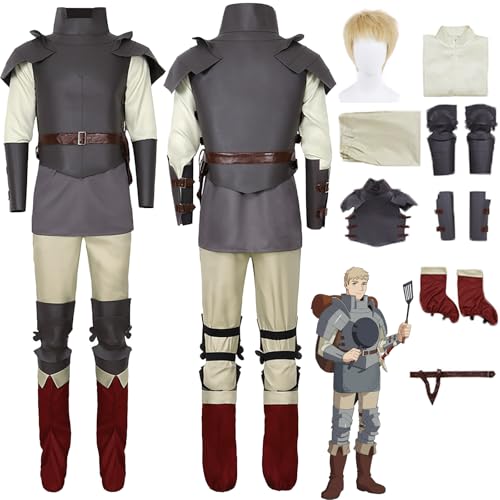 Daotutu Laios Touden Delicious in Dungeon Cosplay Perücke Kostüm Outfit für Männer Jungen Anime Charakter Marcille Donato Grau Jacke Uniform Set Halloween Karneval Party Dress Up Anzug (3XL) von Daotutu