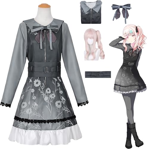 Daotutu Mizuki Akiyama Project Sekai Colourful Stage Cosplay Perücke Kostüm Outfit Frauen Mädchen Anime Charakter Asahina Mafuyu Grau Kleid Uniform Set Halloween Karneval Party Dress Up Anzug (XL) von Daotutu