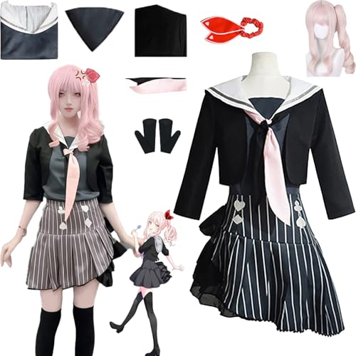 Daotutu Mizuki Akiyama Project Sekai Colourful Stage Cosplay Perücke Kostüm Outfit für Frauen Mädchen Anime Charakter Schwarz Jacke Uniform Komplettes Set Halloween Karneval Party Dress Up Anzug (3XL) von Daotutu