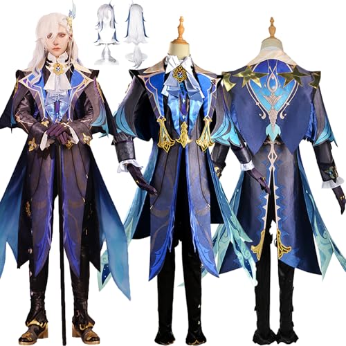 Daotutu Neuvillette Cosplay für Genshin Impact Cosplay mit Perücke Kostüm Outfit Verbesserte Ausgabe Anime Rolle Scaramouche Wanderer Tartaglia Gaming Xiao Zhongli Cosplay Uniform Halloween Set von Daotutu