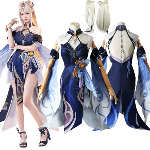 Daotutu Ningguang-Cosplay für Genshin Impact Cosplay mit Perücke Kostüm Outfit Upgraded Edition Anime Raiden Shogun Ganyu Yoimiya Hutao Kamisato Ayaka Klee Navia Furina Cosplay Uniform Halloween Set von Daotutu