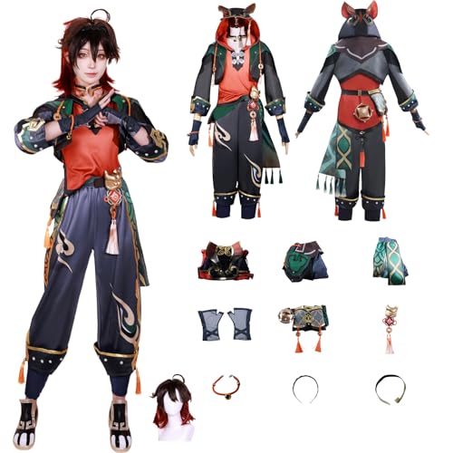 Daotutu Spiel Genshin Impact Cosplay Kostüm Outfit Rolle Gaming Cosplay Uniform Komplettset Set Halloween Karneval Party Dress Up Anzug mit Perücke (2XL) von Daotutu