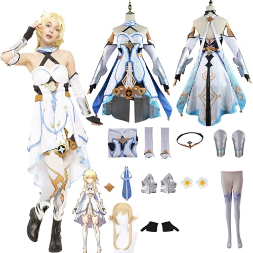 Daotutu Spiel Genshin Impact Cosplay Kostüm Outfit Rolle Traveler Lumine Cosplay Uniform Komplettset Set Halloween Karneval Party Dress Up Anzug mit Perücke (2XL) von Daotutu