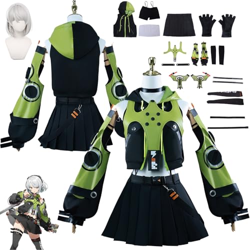 Daotutu Spiel Zenless Zone Zero Cosplay Kostüm Outfit Rolle A‘nby Demara Cosplay Uniform Komplettset Set Halloween Karneval Party Dress Up Anzug mit Perücke (2XL) von Daotutu