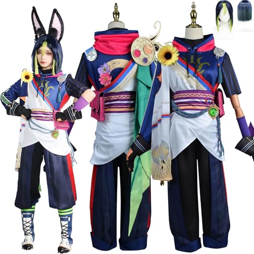 Daotutu Tighnari Cosplay für Genshin Impact Cosplay mit Perücke Kostüm Outfit Upgraded Edition Anime Rolle Raiden Shogun Yoimiya Hutao Kamisato Ayaka Klee Navia Furina Cosplay Uniform Halloween Set von Daotutu