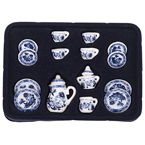 Dariokki 1/12 Dining Ware China Keramik Tee-Set Puppenhaus Miniaturen Blaue von Dariokki