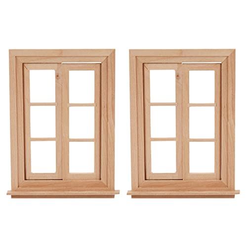 Darmlly 2X 1:12 Puppenhaus Miniatur Doppel Fenster 6 Scheiben Rahmen und Glas Platte Puppen Haus DIY Doppel Fenster Zubehör für Puppen Haus Dekoration von Darmlly