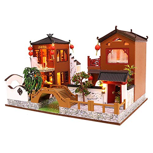 Darmlly Spielzeug DIY Puppen Haus Miniatur Puppen Haus Hand Gemachte Puppen Haus MöBel Puzzle Montieren 3D Thumbnails Modell Kit Spielzeug für Kinder mit Schutz von Darmlly