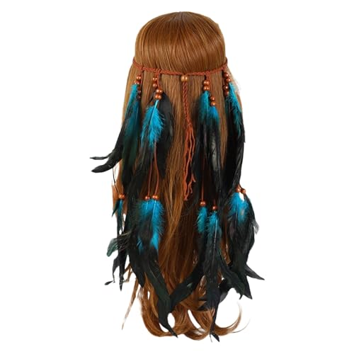 Darringls Frauen Bohemian Haarschmuck Feder Quasten Stirnband Haarband Mit Federn, Indianisch Hippie Boho Haarband Kopfschmuck Festival Party Feder Accessoires Karneval Kostüm von Darringls