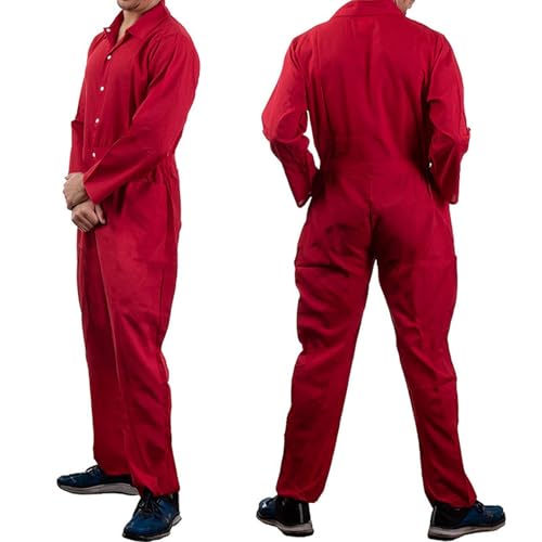 Darringls Geflüchteter Gefangener Herren Kostüm Overall Herren Gefangenenkostüm Orange Halloween Cosplay Mottoparty Karneval Orange Overall Prisoner Costume von Darringls