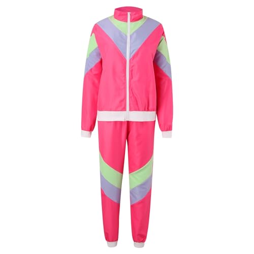 Darringls Kostüm 80Er Jahre, 90Er Jahre Outfit Herren Damen, Para Karneval Bad Taste Party Faschingskostüme Trainingsanzug Disco, Retro Style Jogginganzug Streetwear von Darringls