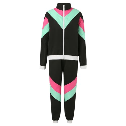 Darringls Kostüm 80Er Jahre, 90Er Jahre Outfit Herren Damen, Para Karneval Bad Taste Party Faschingskostüme Trainingsanzug Disco, Retro Style Jogginganzug Streetwear von Darringls