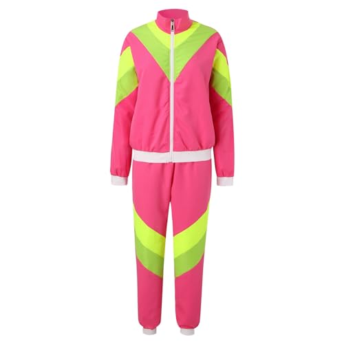 Darringls Kostüm 80Er Jahre, 90Er Jahre Outfit Herren Damen, Para Karneval Bad Taste Party Faschingskostüme Trainingsanzug Disco, Retro Style Jogginganzug Streetwear von Darringls