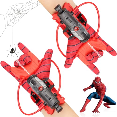 Darryy Spider Wasserpistole Sommer, 2 Set Kids Spider Hero Handschuhe, Super Spider Launcher Handschuh, Launcher Spielzeug, Kinder Cosplay Handschuh, 2X Werfer 2X Handschuhe (Wasser Spritzen) von Darryy