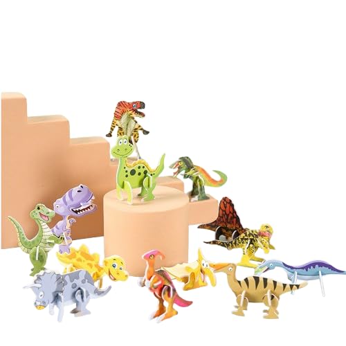 Darryy 3D Jigsaw Puzzle, 30 PCS Tier Insekt 3D Cartoon Puzzle, Pädagogisches 3D Cartoon Puzzle Für Kinder, Mini Puzzle Kinder, 3D Puzzle for Kids Toys, Cartoon Puzzle (Dinosaurier) von Darryy