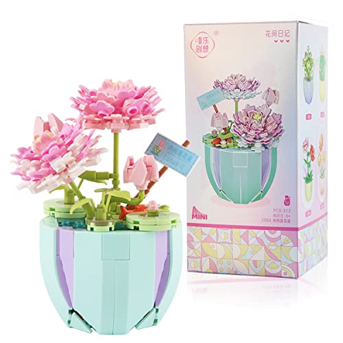 Darryy Blumenstrauß Baustein mit Exquisiten Verpackungsboxen, Blumen Bausteine Set, Home Deko, Zimmerdeko, Geschenk für Frauen und Männer, Botanik-Kollektion (Lotus) von Darryy