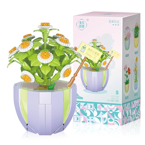 Darryy Blumenstrauß Baustein mit Exquisiten Verpackungsboxen, Blumen Bausteine Set, Home Deko, Zimmerdeko, Geschenk für Frauen und Männer, Botanik-Kollektion (Gänseblümchen) von Darryy