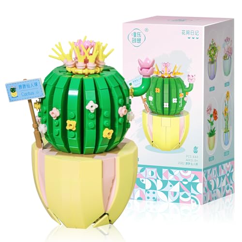 Darryy Blumenstrauß Baustein mit Exquisiten Verpackungsboxen, Blumen Bausteine Set, Home Deko, Zimmerdeko, Geschenk für Frauen und Männer, Botanik-Kollektion (Kaktus) von Darryy