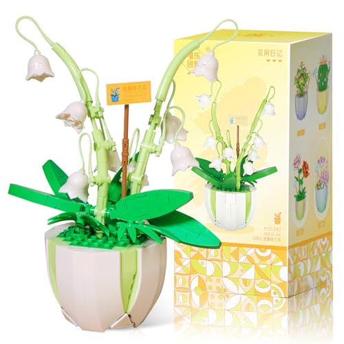 Darryy Blumenstrauß Baustein mit Exquisiten Verpackungsboxen, Blumen Bausteine Set, Home Deko, Zimmerdeko, Geschenk für Frauen und Männer, Botanik-Kollektion (Maiglöckchen) von Darryy