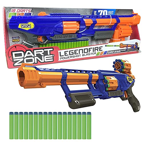 Dart Zone Legendfire Pump-Action Powershot Blaster - Spielzeugpistolen für 8+ Jahre - Inkl. 18 Waffel Tip Patronen - Kompatibel Schaumstoffpfeilen und den meisten Nerf Pfeilen von Dart Zone