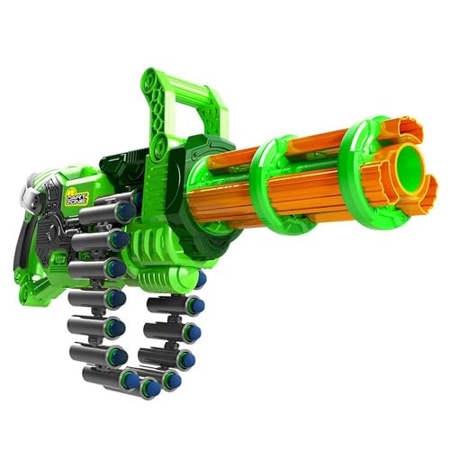 Dart Zone Super Commando Gatling Blaster - Vollautomatischer Blaster mit Kettenmagazin, 36 Darts & 3 Zielen, Mehrfarbig von Dart Zone