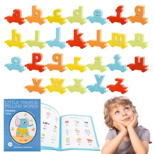 Alphabet-Puzzlespielzeug, Buchstabenspiel zum Sehen und Buchstabieren,Buchstabierspiel, realistisches -Puzzle aus Holz | Lebendige Farben-Puzzlespiele, Wortbuchstabierung und Spaß für Kinder ab 3 Jahr von Darwaza