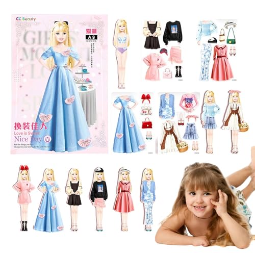 Magnetic Dress Up Games, Magnetic Princess Dress Up Doll Made of Paper, Portable Magnetic Dress-up Puzzle Without Burrs for Girls, von Darwaza