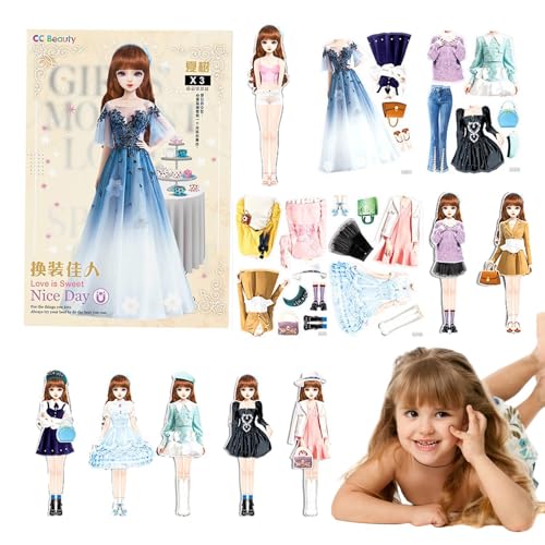 Magnetic Dress Up Games, Magnetic Princess Dress Up Doll Made of Paper, Portable Magnetic Dress-up Puzzle Without Burrs for Girls, von Darwaza