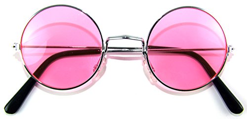 Lennon Brille | 60er 70er Jahre Party Kostüm Zubehör Nickelbrille (Rosa) von Das Kostümland