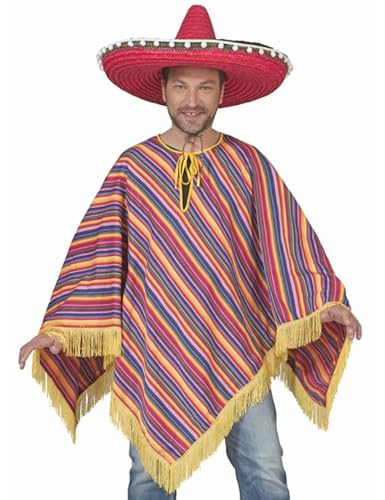 Mexikaner Poncho für Damen und Herren – Buntes Mexiko Kostüm mit Traditionellen Mexikanischen Mustern für Mottoparty, Karneval & Fasching von Das Kostümland