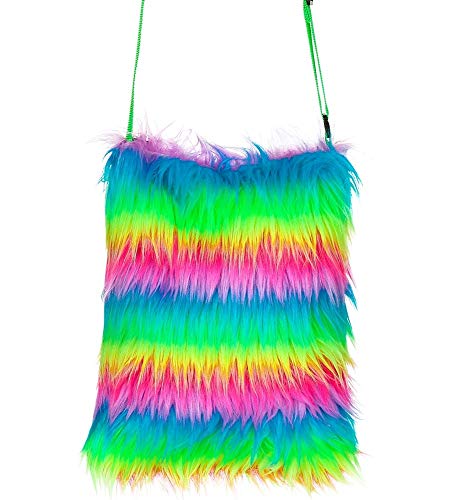 Das Kostümland Neon Plüsch Handtasche - Regenbogen von Das Kostümland