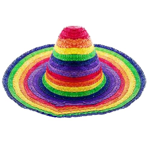 Das Kostümland Sombrero Santiago Ø 50 cm | Rainbow - Mottoparty Mexiko Fasching Karneval Fiesta Sommerparty Hut Kopfbedeckung Bunt gestreift Festival Erwachsene von Das Kostümland