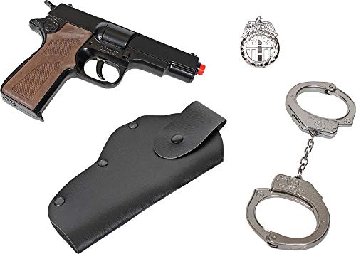 Das Kostümland 425/6 Special Forces Polizei Set - 4-tlg. Polizei-Spielzeugpistole-Set für Karneval, Kinder und Erwachsene, Waffenset, männlich von Das Kostümland