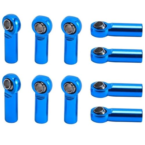 Dasing 10 StüCke M3 Spurstangenkopf Kugelgelenk Kugelkopfhalter Metall M3 Link Spur Stangen Kopf Kugelgelenk für 1/10 RC Auto Crawler AXIAL SCX10 D90 D110 CC01, Blau von Dasing