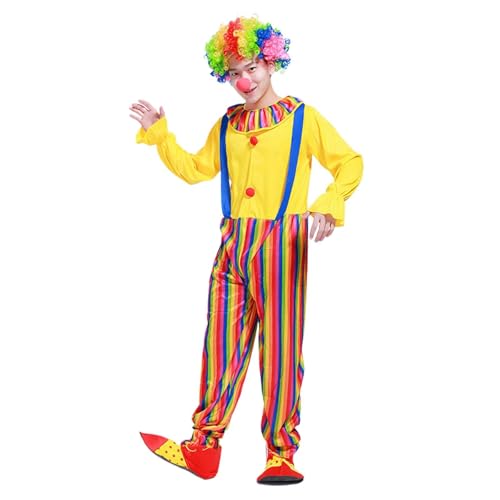 4 Stück Clown Kostüm Erwachsene Set, Clown Kostümzubehör, Lockenperücke Clown Perücke, Clown Schuhe, Clown Nase Rot, Weiß Handschuhe, für Halloween, Fasching, Zirkus Requisiten, Karneval Cosplay von Dasongff