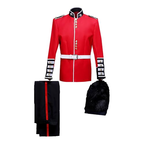 British Royal Guard Cosplay Kostüm William Soldiers Cosplay Uniform Set Cap Carnival king of queens deutsch garde kostüm mit Jacke, Hose, Gürtel und Hut geliefert Karneval Outfits Für Erwachsene von Dasongff