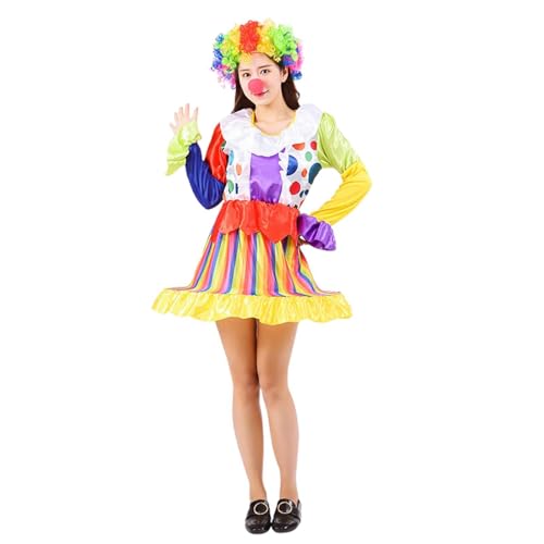 Clown Kostüm Damen, Clown Kostüm Set für Damen, Clown Karneval Costume Set mit Tattoo Joker, Jacke, Shorts, T-Shirt, Handschuh, Netzstrümpfe Karneval Fasching Mottoparty Kostüm für Damen Mädchen von Dasongff