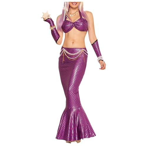 Damen Meerjungfrau Kostüm Abend Rock Cocktail Partyrock Lang Maxi Rock Glitzer Kostüme Zu Halloween Karneval Fasching für Karneval Kostüm Abendkleid Prinzessin Cosplay Party Halloween von Dasongff