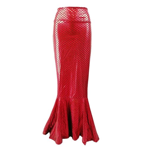 Dasongff 2025 Damen Meerjungfrauen Rock Glitzer Pailletten WickelrockTüllrock Fischschwanz Lustige Maxirock für Karneval Kostüm Abendkleid Prinzessin Cosplay Party Halloween von Dasongff