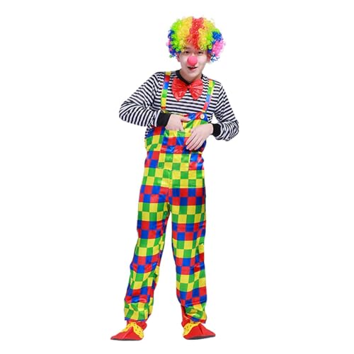 Dasongff Clown-Kostüm-Set, 3-teilig, Regenbogen-Perücke, Nase, Schleife, Ti und Schuhe, Zubehör für Clown-Partys, ausgefallenes Zirkuskostüm für Kinder, Frauen und Männer, Karneval, Rollenspie von Dasongff