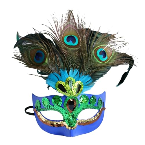 Dasongff Damen Federmaske Maskerade Maske Frauen Venezianische Maske Gesichtsmaske Halloween Karneval Abschlussball Maske Cosplay Kostüm Augenmaske Ostermaske mit Federn von Dasongff