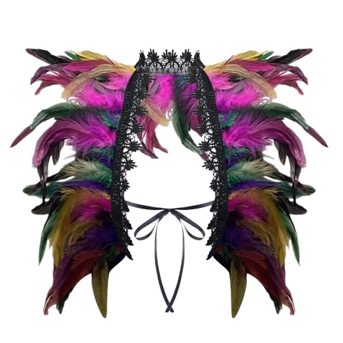 Dasongff Federkragen, Gothic Feder Achselzucken Schalkragen Halloween Kostüm Karneval Federumhang Kostüm Bühne Schalkragen Cape Schal Choker Kragen für Foto Requisite Cosplay Party Kleidung von Dasongff