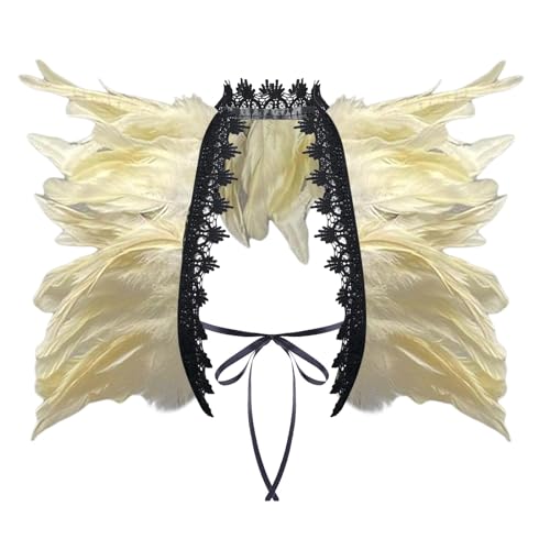 Dasongff Federkragen, Gothic Feder Achselzucken Schalkragen Halloween Kostüm Karneval Federumhang Kostüm Bühne Schalkragen Cape Schal Choker Kragen für Foto Requisite Cosplay Party Kleidung von Dasongff