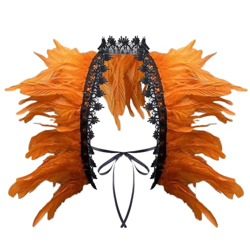 Dasongff Federkragen, Gothic Feder Achselzucken Schalkragen Halloween Kostüm Karneval Federumhang Kostüm Bühne Schalkragen Cape Schal Choker Kragen für Foto Requisite Cosplay Party Kleidung von Dasongff