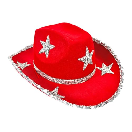 Glitzer-Cowgirl-Hut, glitzernde Cowboy-Hüte für Damen - Strass Stern Cowgirl Hut - Modisches Karneval-Kostüm, Western-Cowboyhut für Tanz, Musikfestival Bling Cowboy-Hüte für Damen, Western-Cowgirl-Hut von Dasongff