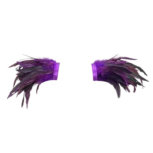 Gothic Feder Achselzucken Schalkragen, Feder Cape Stola Karneval Kostüm Epauletten, Umhang Schwarz Kostüm Damen Feder Umhang Cape Federboa Feder Schal Gothic für Halloween Cosplay Verkleidung von Dasongff