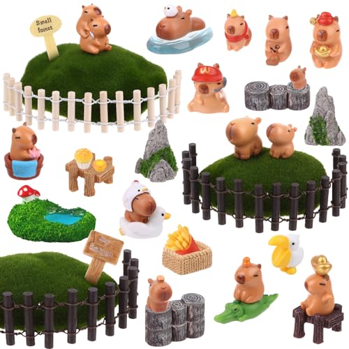 48 Stück Mini Capybara Figuren Kleine Capybara Sachen Realistic Capybara Animal Kapybara Miniaturfiguren für DIY Garten Puppenhaus Tiere Zubehör Mikrolandschaft Feengarten Kuchen Torten Dekor von DatingShiny