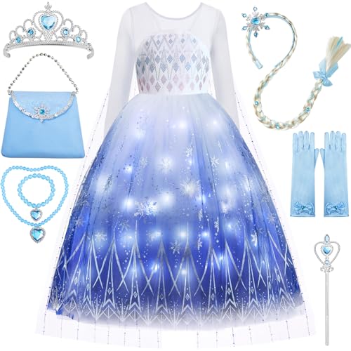 Davvew Prinzessin Kleid für Mädchen, LED leuchtendes Prinzessin Kostüm für Mädchen, Weihnachten, Halloween, LED Kostüm für Teenager, Kleinkinder von Davvew