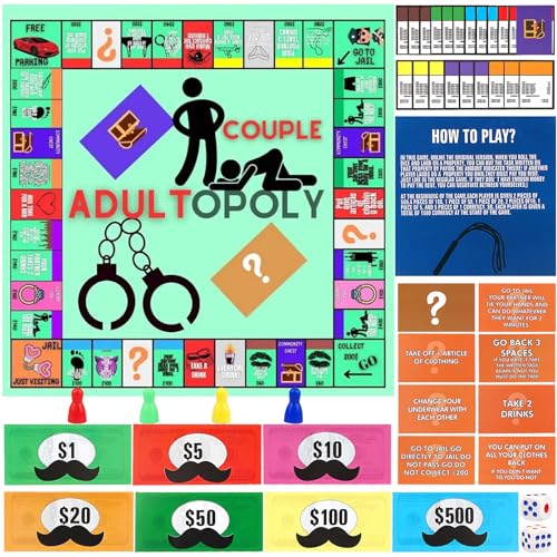 Dawumin Adultopoly Brettspiel, Couple Adult Opoly Board Game, Paarspiele für Erwachsene, Adultopoly Board Game, Gesprächskarten für Paare, Brettspiel-Requisiten zum Aufheizen der Gefühle von Dawumin